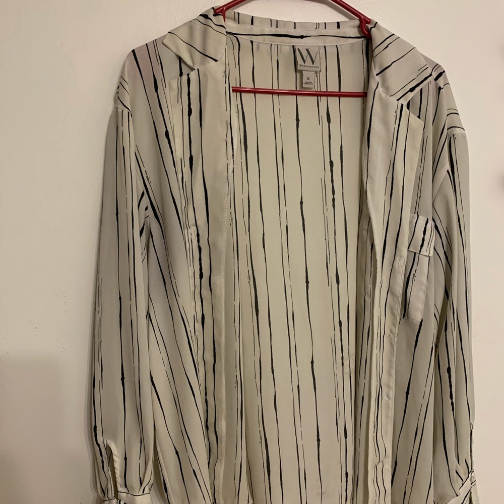 White and black striped blazer